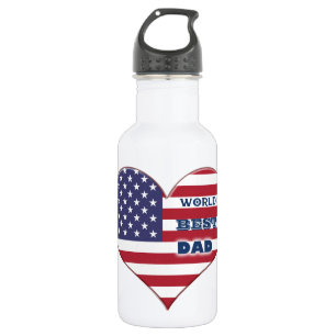 Bester Papa der Welt Amerikanische Flagge Herz Trinkflasche