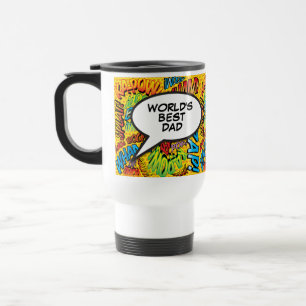 Bester Papa der Welt Coole lustige Comic-Typografi Reisebecher