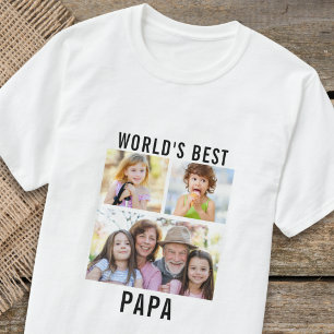 Bester Papa der Welt Enkelkinder 3 Fotocollage T-Shirt