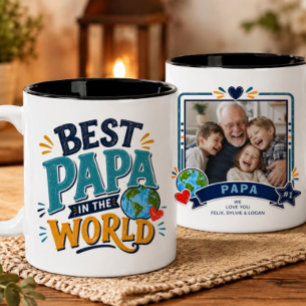 Bester Papa der Welt Foto-Tasse Zweifarbige Tasse