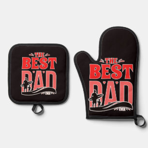 Bester Papa der Welt Ofenhandschuh & Topflappen-Set