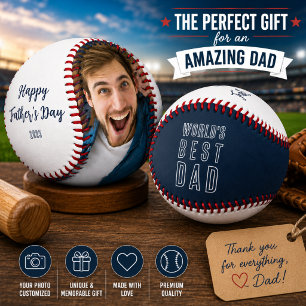 Bester Papa der Welt personalisierter Foto-Basebal Baseball