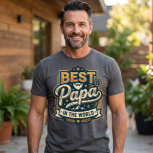 Bester Papa der Welt T-Shirt - Moderne Berge 