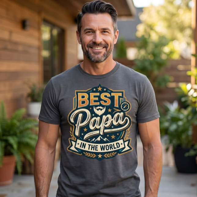 Bester Papa der Welt T-Shirt - Moderne Berge  (Von Creator hochgeladen)