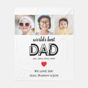 Bester Papa der Welt Wir lieben dich 3 Kinder Foto Fleecedecke