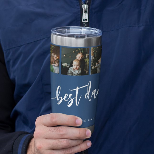 Bester Papa ever 5 Foto-Collage personalisiert  Thermobecher (Von Creator hochgeladen)
