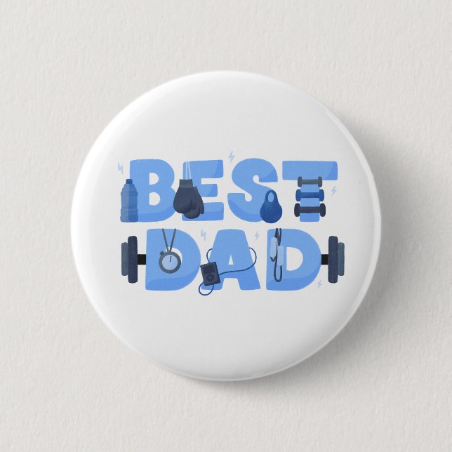 Bester Papa Fitness Workout Gym Vatertag Button (Vorderseite)