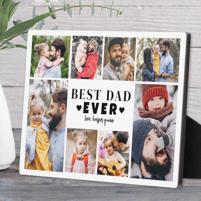 Bester Papa Fotocollage Fotoplatte (Best Dad Photo Collage plaque)