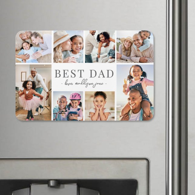 Bester Papa Fotocollage Magnet (Simple Best Dad Collage Magnet)