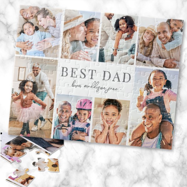 Bester Papa Fotocollage Puzzle (Simple Best Dad Collage jigsaw puzzle)