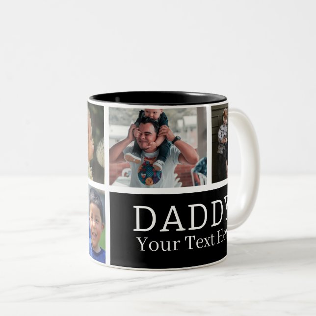 Bester Papa | FotoCollage & Text Zweifarbige Tasse (VorderseiteRechts)