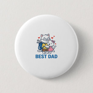Bester Papa Golf Katze Umarmen Cute Vektor Design_ Button
