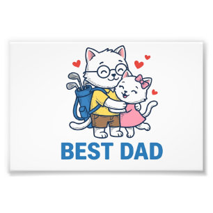 Bester Papa Golf Katze Umarmen Cute Vektor Design_ Fotodruck
