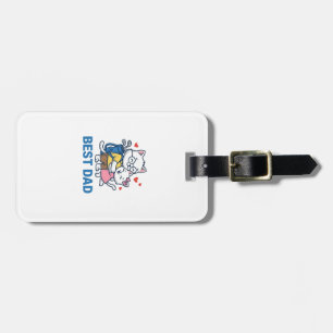 Bester Papa Golf Katze Umarmen Cute Vektor Design_ Gepäckanhänger