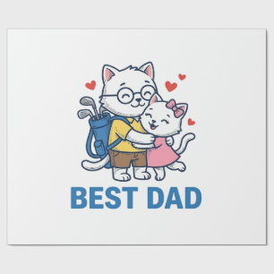 Bester Papa Golf Katze Umarmen Cute Vektor Design_ Geschenkpapier