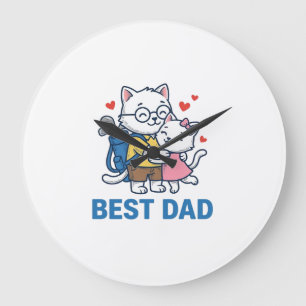 Bester Papa Golf Katze Umarmen Cute Vektor Design_ Große Wanduhr