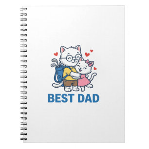 Bester Papa Golf Katze Umarmen Cute Vektor Design_ Notizblock