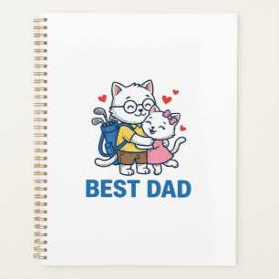 Bester Papa Golf Katze Umarmen Cute Vektor Design_ Planer