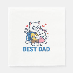 Bester Papa Golf Katze Umarmen Cute Vektor Design_ Serviette