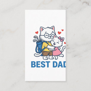 Bester Papa Golf Katze Umarmen Cute Vektor Design_ Visitenkarte