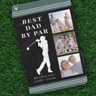 Bester Papa Grün von Par Photo Collage Golfhandtuch