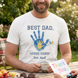 Bester Papa, Hands Down Blau Gelb Wasserfarben-Des T-Shirt