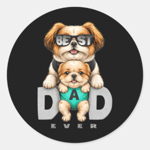 Bester Papa Hund Lustiges Vatertagsgeschenk Süßer Runder Aufkleber