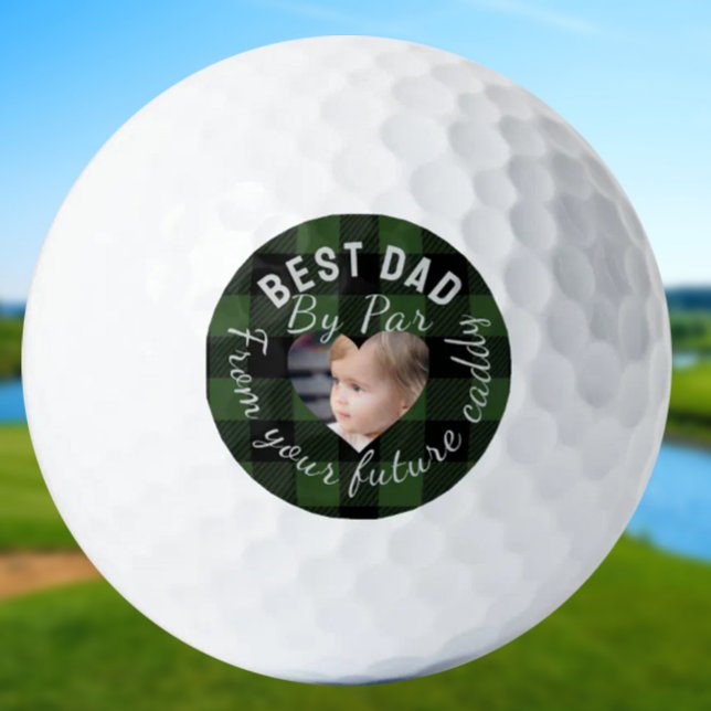 Bester Papa, individuelles Kinderfoto, grüner Buff Golfball (Von Creator hochgeladen)