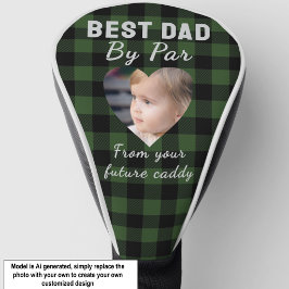 Bester Papa Individuelles Kinderfoto Grünes Büffel Golf Headcover
