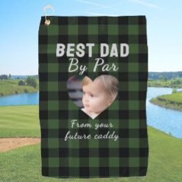 Bester Papa Individuelles Kinderfoto Grünes Büffel Golfhandtuch