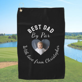 Bester Papa Individuelles Kinderfoto Schwarzes Gol Golfhandtuch