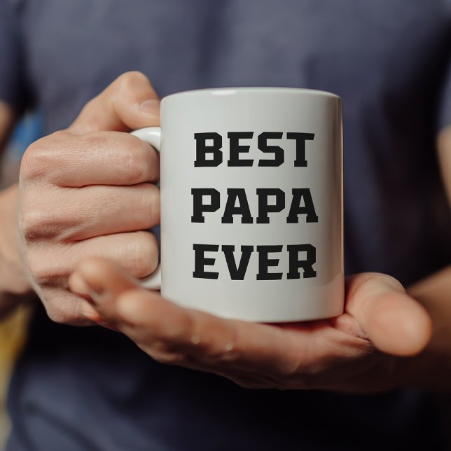 Bester Papa je | Fett Moderner Text und Foto Kaffeetasse (Von Creator hochgeladen)