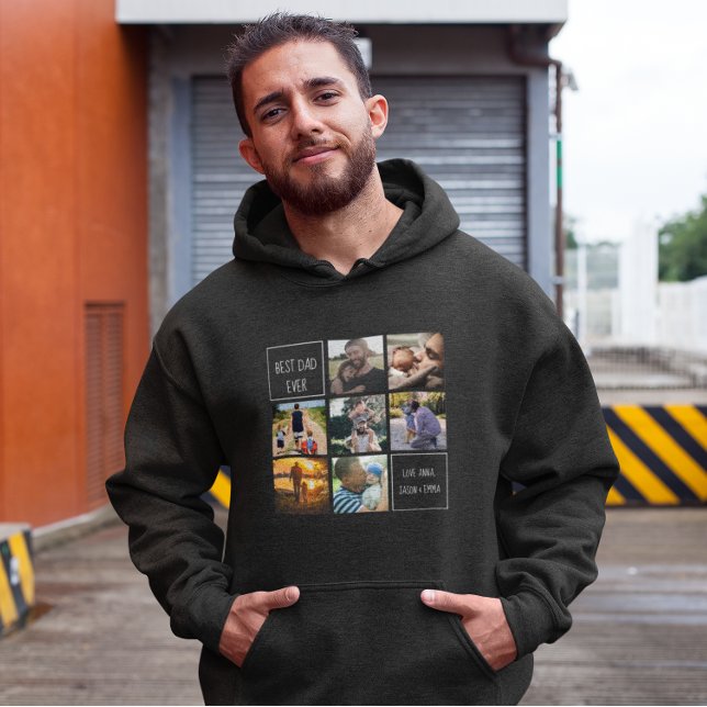 Bester Papa je Foto Collage und Text dunkelgrau Hoodie (Von Creator hochgeladen)