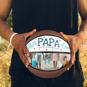 Bester Papa je FotoCollage mit Handschrift Mini Basketball