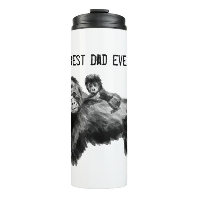 Bester Papa je Gorilla mit Baby Thermosbecher (Vorderseite)