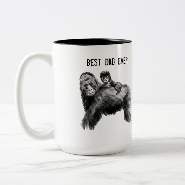 Bester Papa je Gorilla mit Baby Zweifarbige Tasse (Links)