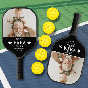 Bester Papa je Großvater und Großkind Name Foto Pickleball Schläger