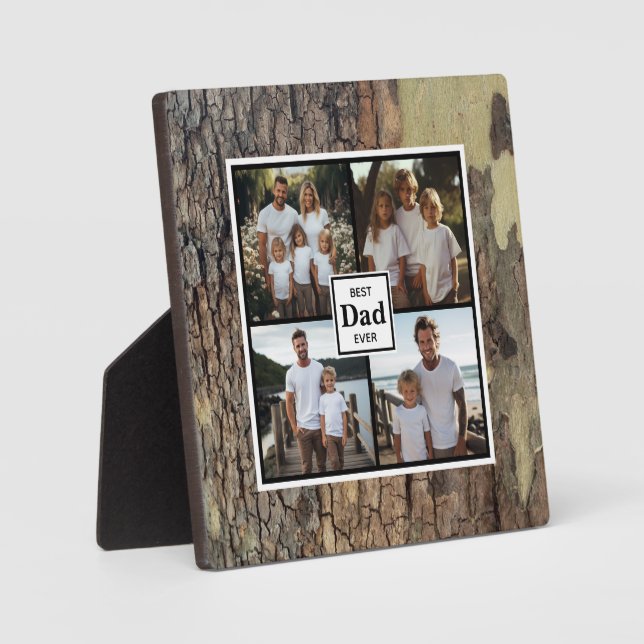 Bester Papa je personalisierte rustikale Holzvorla Fotoplatte (Vorderseite)