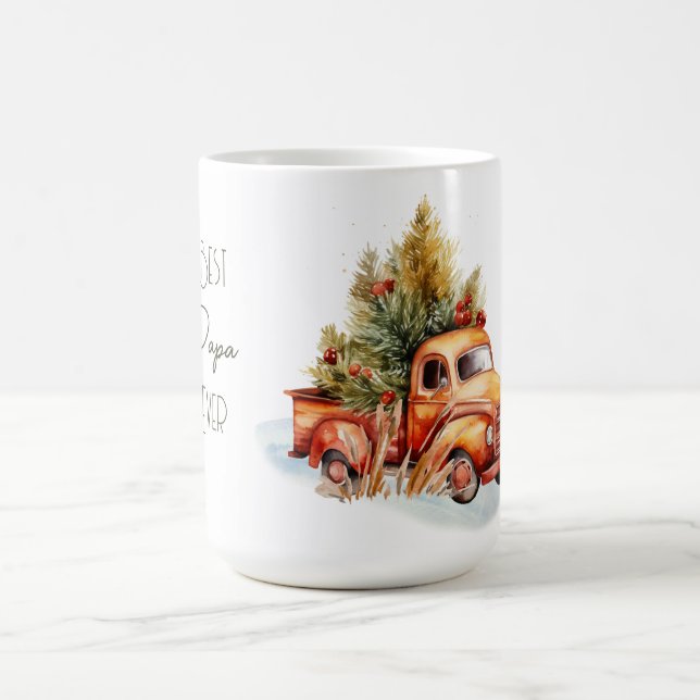 Bester Papa je Retro LKW mit Weihnachtsbaum Kaffeetasse (Mittel)