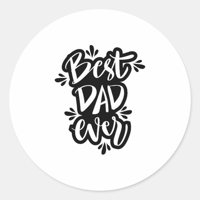 Bester Papa je Schwarzweißtext Runder Aufkleber (Vorderseite)