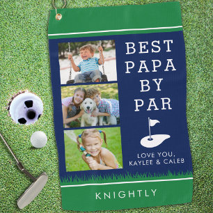 BESTER PAPA NACH PAR 3 Fotocollage Blau Grün Golfhandtuch