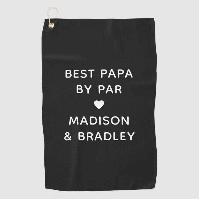 Bester Papa Par Personalisiert Name Golfhandtuch (Vorderseite)