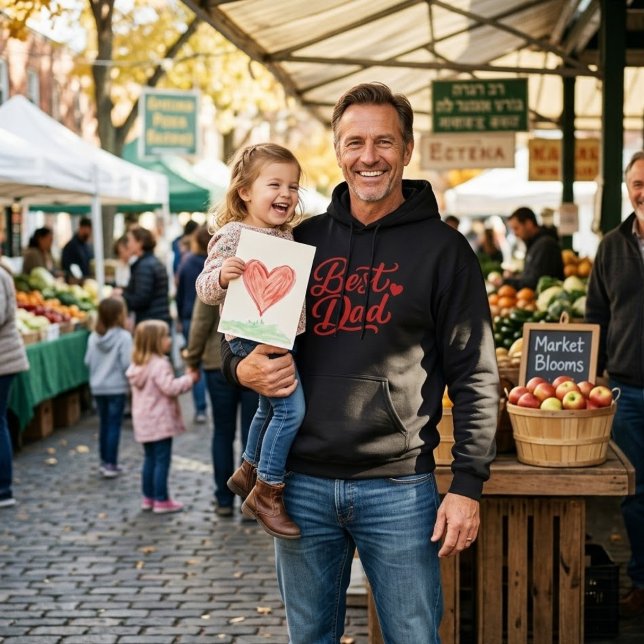 Bester Papa Schriftzug Rotes Herz Minimalistischer Hoodie (Von Creator hochgeladen)