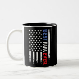 Bester Papa-Tag des Vaters mit amerikanischer Flag Zweifarbige Tasse