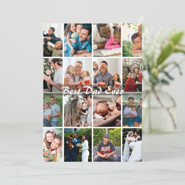 Bester Papa überhaupt 16 Foto-Collage Personalisie (Stehend Vorderseite)
