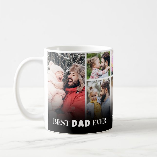 Bester Papa überhaupt 8 Foto-Collage Vatertag Kaffeetasse (Links)