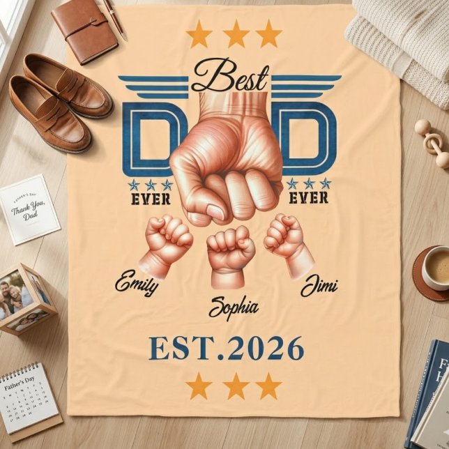 Bester Papa überhaupt | Individueller Vatertag mit Fleecedecke (Best Dad Ever | Custom Father’s Day 8 photos Fleece Blanket)