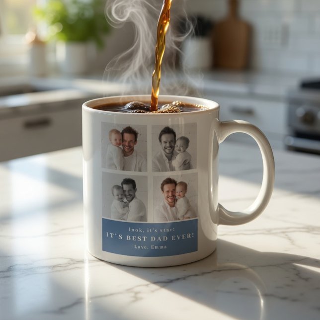 Bester Papa überhaupt Personalisierte Fotocollage  Kaffeetasse (Von Creator hochgeladen)