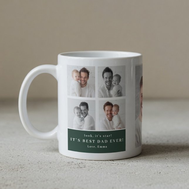 Bester Papa überhaupt personalisierte Fotocollage Kaffeetasse (Von Creator hochgeladen)