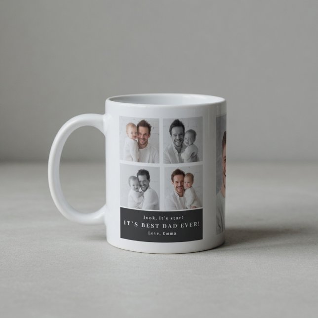 Bester Papa überhaupt personalisierte Fotocollage Kaffeetasse (Von Creator hochgeladen)